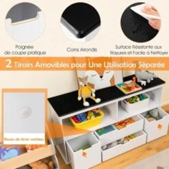 COSTWAY Coffre à Jouets Pour Enfants Avec Tableau Noir Inscriptible, Meuble De Rangement Enfants Avec 2 Bacs & 2 Tiroirs Amovibles, Compartiment Ouvert Pour Chambre D'Enfant(121 X 33 X 62 Cm) 9 COSTWAY Coffre à Jouets Pour Enfants Avec Tableau Noir Inscriptible, Meuble De Rangement Enfants Avec 2 Bacs & 2 Tiroirs Amovibles, Compartiment Ouvert Pour Chambre D'Enfant(121 X 33 X 62 Cm) -ATMOSPHERA || Songmics Soldes Boutique 100034687 3