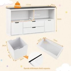 COSTWAY Coffre à Jouets Pour Enfants Avec Tableau Noir Inscriptible, Meuble De Rangement Enfants Avec 2 Bacs & 2 Tiroirs Amovibles, Compartiment Ouvert Pour Chambre D'Enfant(121 X 33 X 62 Cm) 10 COSTWAY Coffre à Jouets Pour Enfants Avec Tableau Noir Inscriptible, Meuble De Rangement Enfants Avec 2 Bacs & 2 Tiroirs Amovibles, Compartiment Ouvert Pour Chambre D'Enfant(121 X 33 X 62 Cm) -ATMOSPHERA || Songmics Soldes Boutique 100034687 4