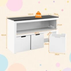 COSTWAY Coffre à Jouets Enfants Avec Tableau Noir Inscriptible, Meuble De Rangement Enfants Avec 3 Bacs Amovibles, Compartiment Ouvert, Kit Anti-basculement Pour Chambre D'Enfant (102 X 33 X 62 Cm) -ATMOSPHERA || Songmics Soldes Boutique 100034748 5