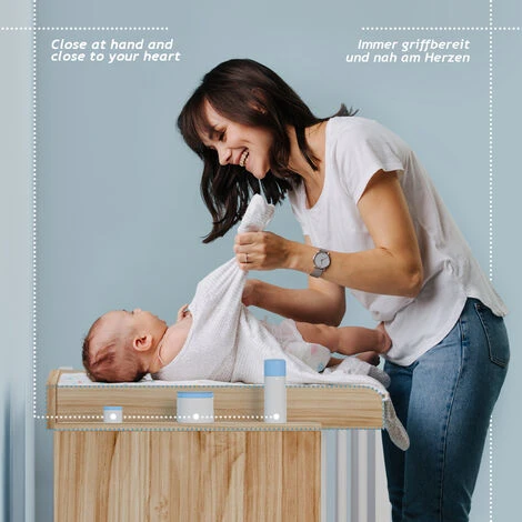 Infantastic® Commode à Langer - Avec 3 Tiroirs Et 3 Compartiments Ouverts, 113 X 53 X 101,6 Cm, MDF, En Chêne Sonoma Et Blanc - Table, Plan à Langer, Pour Bébé, Chambre D'Enfant 4 Infantastic® Commode à Langer - Avec 3 Tiroirs Et 3 Compartiments Ouverts, 113 X 53 X 101,6 Cm, MDF, En Chêne Sonoma Et Blanc - Table, Plan à Langer, Pour Bébé, Chambre D'Enfant – Image 2