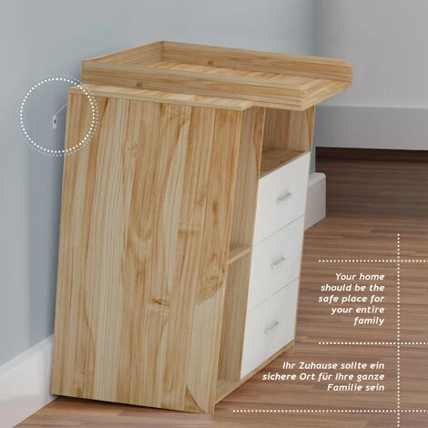 Infantastic® Commode à Langer - Avec 3 Tiroirs Et 3 Compartiments Ouverts, 113 X 53 X 101,6 Cm, MDF, En Chêne Sonoma Et Blanc - Table, Plan à Langer, Pour Bébé, Chambre D'Enfant 7 Infantastic® Commode à Langer - Avec 3 Tiroirs Et 3 Compartiments Ouverts, 113 X 53 X 101,6 Cm, MDF, En Chêne Sonoma Et Blanc - Table, Plan à Langer, Pour Bébé, Chambre D'Enfant – Image 5