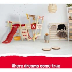 Wickey Lit Enfant, Lit Mezzanine Crazy Smoky Avec Toboggan Lit Maison 90 X 200 Cm - Bleu -ATMOSPHERA || Songmics Soldes Boutique 14819046 3