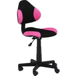 Chaise De Bureau Pour Enfant ALONDRA Fauteuil Pivotant Avec Hauteur Réglable, Revêtement En Mesh Noir/rose