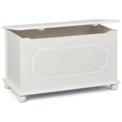 Coffre à Jouet En Bois Massif Coloris Blanc - Dim : L89 X P49 X H53 Cm -PEGANE-