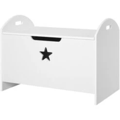 HOMCOM Coffre Malle De Rangement Coffre à Jouets Dim. 62L X 40l X 46H Cm MDF Blanc