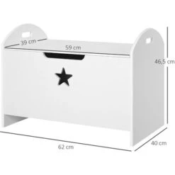 HOMCOM Coffre Malle De Rangement Coffre à Jouets Dim. 62L X 40l X 46H Cm MDF Blanc -ATMOSPHERA || Songmics Soldes Boutique 16740527 3