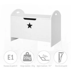 HOMCOM Coffre Malle De Rangement Coffre à Jouets Dim. 62L X 40l X 46H Cm MDF Blanc -ATMOSPHERA || Songmics Soldes Boutique 16740527 5