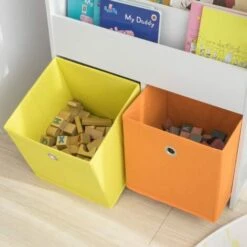 Bibliothèque Meuble De Rangement Pour Livres Et Jouets Étagère Pour Enfants Avec 3 Compartiments Et 2 Paniers Amovibles, SoBuy® KMB27-W -ATMOSPHERA || Songmics Soldes Boutique 17059619 5