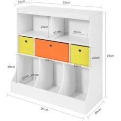 Bibliothèque Meuble De Rangement Pour Livres Et Jouets Étagère Pour Enfants Avec 5 Compartiments Et 3 Paniers,SoBuy® KMB26-W -ATMOSPHERA || Songmics Soldes Boutique 17059620 3