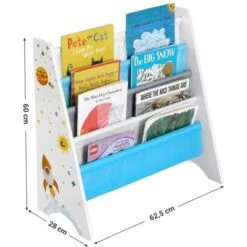 Songmics Bibliothèque Enfant, Étagère De Rangement Pour Livres, Avec Kit Anti-basculement, Pour Chambre D’Enfant, Salle De Jeux, Garderie, École, 62,5 X 28 X 60 Cm, Motif Espace, Blanc GKR72WT -ATMOSPHERA || Songmics Soldes Boutique 18286179 5