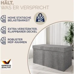 Banc De Rangement Avec Couvercle Rabattable Siège Pouf Coffre De Rangement Pliable Pour Salon Chambre Couloir L Light Grey (en) -ATMOSPHERA || Songmics Soldes Boutique 18477198 3