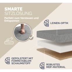 Banc De Rangement Avec Couvercle Rabattable Siège Pouf Coffre De Rangement Pliable Pour Salon Chambre Couloir L Light Grey (en) -ATMOSPHERA || Songmics Soldes Boutique 18477198 4