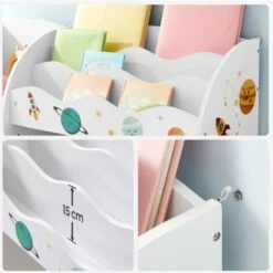 Songmics Étagère De Rangement Pour Jouets Enfant Et Livres, Meuble De Rangement Multifonctionnel, Avec 2 Tiroirs En Tissu, Thème Planètes, Pour Salle De Jeux, Chambre Enfant, Salon, Blanc GKR42WT -ATMOSPHERA || Songmics Soldes Boutique 18816316 3