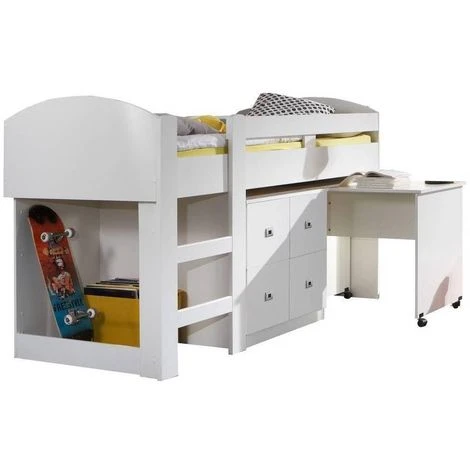 Lit Compact Bureau DORY Finition Coloris Blanc Couchage 90/200 Cm 3 Lit Compact Bureau DORY Finition Coloris Blanc Couchage 90/200 Cm