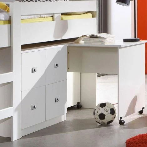 Lit Compact Bureau DORY Finition Coloris Blanc Couchage 90/200 Cm 4 Lit Compact Bureau DORY Finition Coloris Blanc Couchage 90/200 Cm – Image 2