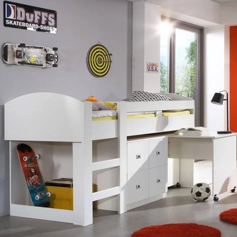 Lit Compact Bureau DORY Finition Coloris Blanc Couchage 90/200 Cm 5 Lit Compact Bureau DORY Finition Coloris Blanc Couchage 90/200 Cm – Image 3