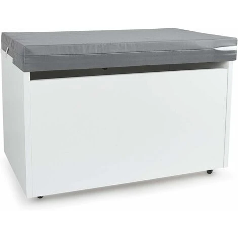 Coffre à Jouets XXL Sur Roues Blanc Avec Coussin 3 Coffre à Jouets XXL Sur Roues Blanc Avec Coussin