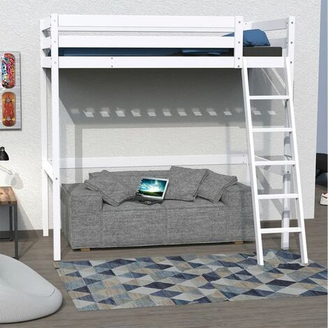 Lit Mezzanine STUDIO 90x200 + 1 Sommier / Blanc/ L209xP151xH195 3 Lit Mezzanine STUDIO 90x200 + 1 Sommier / Blanc/ L209xP151xH195