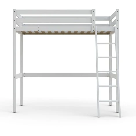 Lit Mezzanine STUDIO 90x200 + 1 Sommier / Blanc/ L209xP151xH195 4 Lit Mezzanine STUDIO 90x200 + 1 Sommier / Blanc/ L209xP151xH195 – Image 2