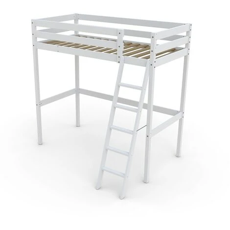 Lit Mezzanine STUDIO 90x200 + 1 Sommier / Blanc/ L209xP151xH195 5 Lit Mezzanine STUDIO 90x200 + 1 Sommier / Blanc/ L209xP151xH195 – Image 3