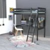 Lit Mezzanine STUDIO 90x190 + 1 Sommier + Bureau + étagère / Noir/ 199x151x195 -ATMOSPHERA || Songmics Soldes Boutique 21447551 1
