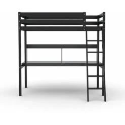 Lit Mezzanine STUDIO 90x190 + 1 Sommier + Bureau + étagère / Noir/ 199x151x195 -ATMOSPHERA || Songmics Soldes Boutique 21447551 3