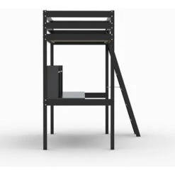 Lit Mezzanine STUDIO 90x190 + 1 Sommier + Bureau + étagère / Noir/ 199x151x195 -ATMOSPHERA || Songmics Soldes Boutique 21447551 4