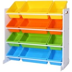 Songmics Étagère Pour Jouets Enfants, Meuble De Rangement, Casiers Amovibles, Cadre Blanc GKR04W