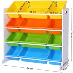 Songmics Étagère Pour Jouets Enfants, Meuble De Rangement, Casiers Amovibles, Cadre Blanc GKR04W -ATMOSPHERA || Songmics Soldes Boutique 23734190 5
