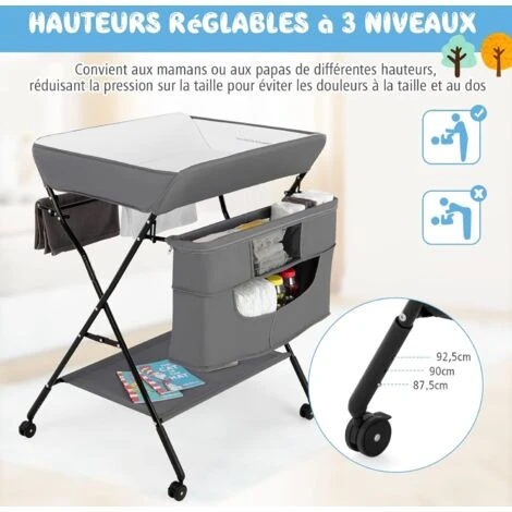 COSTWAY Table à Langer Pliante, Avec Panier De Rangement à Côté Structure En Fer, Charge Max 10KG 6 COSTWAY Table à Langer Pliante, Avec Panier De Rangement à Côté Structure En Fer, Charge Max 10KG – Image 4