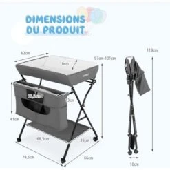 COSTWAY Table à Langer Pliante, Avec Panier De Rangement à Côté Structure En Fer, Charge Max 10KG 11 COSTWAY Table à Langer Pliante, Avec Panier De Rangement à Côté Structure En Fer, Charge Max 10KG -ATMOSPHERA || Songmics Soldes Boutique 23796593 5