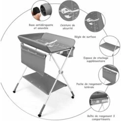 COSTWAY Table à Langer Pour Bébé, Table De Lavage Portable Polyvalente Avec Hauteur Réglable -ATMOSPHERA || Songmics Soldes Boutique 24586563 3