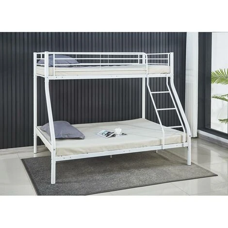 Lit Superposé En Métal Leo Sommiers Inclus - 90/140 X 190 Cm - Blanc 4 Lit Superposé En Métal Leo Sommiers Inclus - 90/140 X 190 Cm - Blanc – Image 2