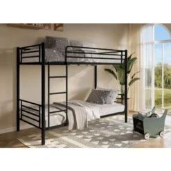 Lit Superposé En Métal Noir 90 X 190 Cm TWINS