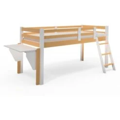 Lit Mezzanine Mi-hauteur 90 X 190 Cm En Bois Et Blanc ARMAND -ATMOSPHERA || Songmics Soldes Boutique 26097707 4