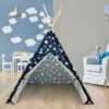 Tente Tipi Indienne Enfants Intérieur Extérieur Bleu Avec étoiles 115x115x160 Cm -ATMOSPHERA || Songmics Soldes Boutique 26889447 1