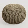 Pouf Rond En Tricot Greicy SKLUM Vert Kaki Ø42 Cm