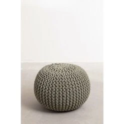 Pouf Rond En Tricot Greicy SKLUM Vert Kaki Ø42 Cm -ATMOSPHERA || Songmics Soldes Boutique 26924277 3