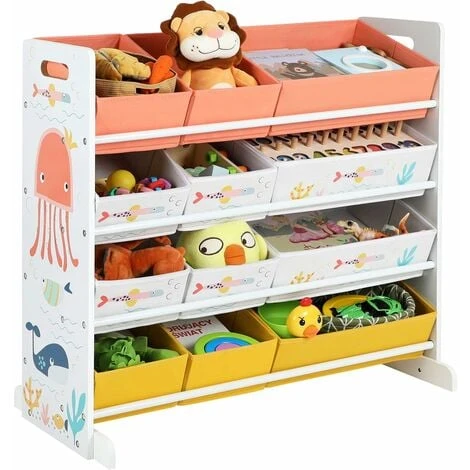 Songmics Étagère Pour Jouets, Meuble Enfant Avec 12 Paniers En Tissu Non-tissé, Organisateur Jeux Livres, Pour Salle De Jeux, Chambre, Blanc GKRS04WT 2 Songmics Étagère Pour Jouets, Meuble Enfant Avec 12 Paniers En Tissu Non-tissé, Organisateur Jeux Livres, Pour Salle De Jeux, Chambre, Blanc GKRS04WT