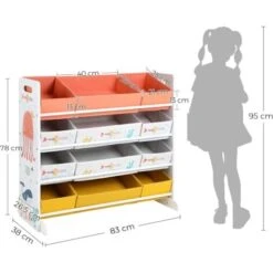 Songmics Étagère Pour Jouets, Meuble Enfant Avec 12 Paniers En Tissu Non-tissé, Organisateur Jeux Livres, Pour Salle De Jeux, Chambre, Blanc GKRS04WT 10 Songmics Étagère Pour Jouets, Meuble Enfant Avec 12 Paniers En Tissu Non-tissé, Organisateur Jeux Livres, Pour Salle De Jeux, Chambre, Blanc GKRS04WT -ATMOSPHERA || Songmics Soldes Boutique 27154506 5