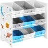 Songmics Étagère De Rangement Enfant Pour Jouets Et Livres, 9 Boîtes Amovibles Tissu Non-tissé, Pour Chambre D’Enfant, Salle De Jeux, Garderie, École, 62,5 X 29,5 X 60 Cm, Motif Espace, Blanc GKR33WT