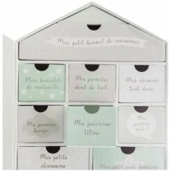 ATMOSPHERA Coffret Naissance Forme Maison 10 Tiroirs - Boîte à Souvenirs De Bébé - Vert - Livraison Gratuite -ATMOSPHERA || Songmics Soldes Boutique 28456420 3