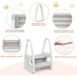 COSTWAY Marchepied Enfant 2 Marches Antidéparant Pour Apprentissage De La Propreté Avec Accoudoir De Sécurité Structure Triangulaire -ATMOSPHERA || Songmics Soldes Boutique 29101311 4