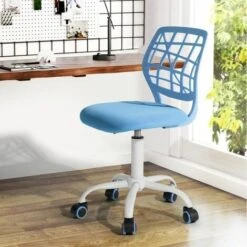 Fauteuil De Bureau Hauteur Réglable Chaise De Bureau A Roulettes Enfant Pivotante 360 Degrés Style Contemporain,Bleu