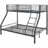 Lit Superposé En Métal Leo Sommiers Inclus - 90/140 X 190 Cm - Noir