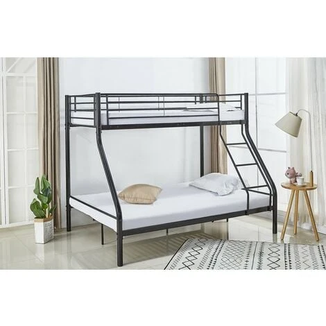 Lit Superposé En Métal Leo Sommiers Inclus - 90/140 X 190 Cm - Noir 4 Lit Superposé En Métal Leo Sommiers Inclus - 90/140 X 190 Cm - Noir – Image 2