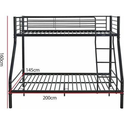 Lit Superposé En Métal Leo Sommiers Inclus - 90/140 X 190 Cm - Noir 5 Lit Superposé En Métal Leo Sommiers Inclus - 90/140 X 190 Cm - Noir – Image 3