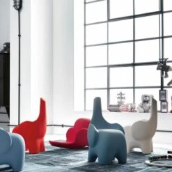 Chaise Pour Enfants Et Sculpture éléphant Tino Par MYYOUR - Rouge - Utilisable En Intérieur Et Extérieur.