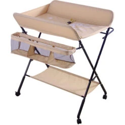 Table à Langer Pliable Et Portable, Table à Langer Pliante Chambre Bébé Réglable En Hauteur (Kaki) -ATMOSPHERA || Songmics Soldes Boutique 33017563 3