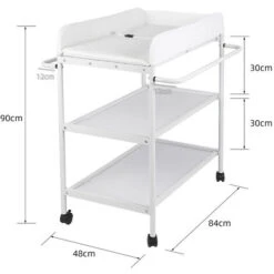 84 * 72 * 90cm Multifonctionnel Portable Table à Langer Pour Bébé Avec Roulettes Avec 2 étagères De Rangement -ATMOSPHERA || Songmics Soldes Boutique 33220768 4